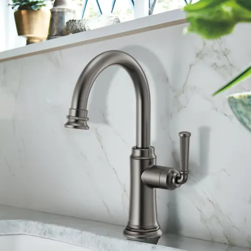 Brizo Rook Single-Handle Cold Water Beverage Faucet with Integrated Air Gap, Diamond Seal, Lever Handle, 1.5 GPM, Brilliance Luxe Steel - 61374LF-C-SL