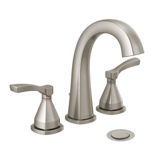 Delta Stryke Widespread Bathroom Faucet With Metal Pop-Up, Two Lever Handles, Diamond Seal, ADA, 1.2 GPM, Stainless - 35775-SSMPU-DST