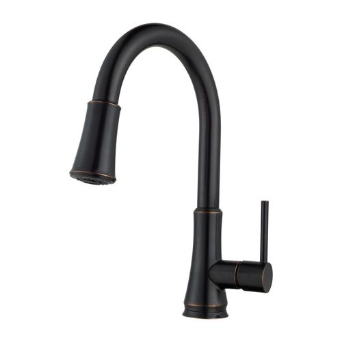 Pfister Pfirst Single-Handle Pull-Down Kitchen Faucet, 1.8 GPM, Pfast Connect, Pforever Seal, Tuscan Bronze - G529-PF2Y