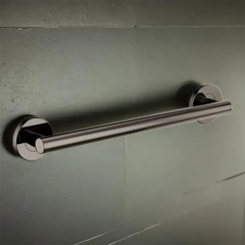 Brizo 18" Linear Round Grab Bar, ADA-Compliant, Concealed Mounting, Brilliance Black Onyx - 69475-BNX