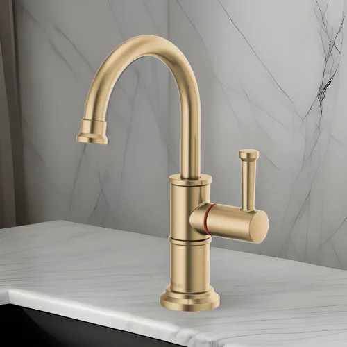 Brizo Artesso Single-Handle Instant Hot Faucet, Less Tank and Filter, Lever Handle, 1.0 GPM, Brilliance Luxe Gold - 61325LF-H-GL