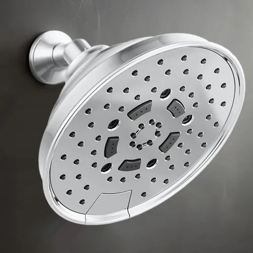 Brizo Essential 7" Wall-Mount Shower Head, Five-Function, Touch-Clean, H2Okinetic, 1.75 GPM, Polished Chrome - 87495-PC