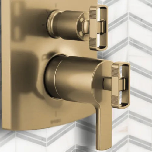 Brizo Kintsu 4-5/8" Thermostatic Integrated Diverter Trim Knob Handles, TempAssure, Brilliance Luxe Gold - HK7506-GL