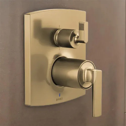 Brizo Kintsu and Allaria Pressure Balance Valve Trim with Integrated Six Function Diverter, Brilliance Luxe Gold - T75P606-GLLHP