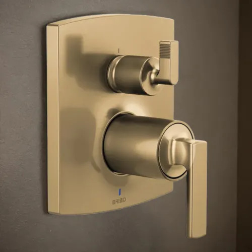 Brizo Kintsu and Allaria Pressure Balance Valve Trim with Integrated Three Function Diverter, Brilliance Luxe Gold - T75P506-GLLHP