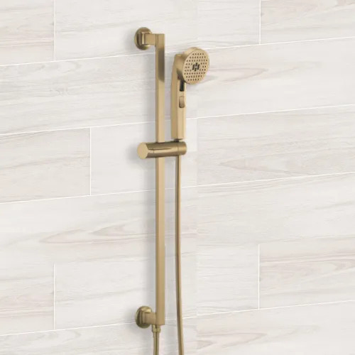 Brizo Kintsu Multi-Function Handshower with Slide Bar, Push-Button, Stretchable Hose, WaterSense, 1.75 GPM, Brilliance Luxe Gold - 88706-GL
