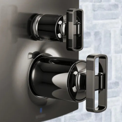 Brizo Kintsu Pressure Balance Valve with Integrated Diverter Trim Knob Handle Kit, Brilliance Black Onyx - HK75P06-BNX