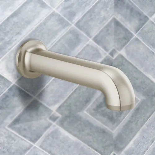 Brizo Kintsu Wall-Mount Non-Diverter Tub Spout with Universal Adapter, Solid Brass, 1/2-inch Connection Size, Brilliance Luxe Nickel - 73606-NK