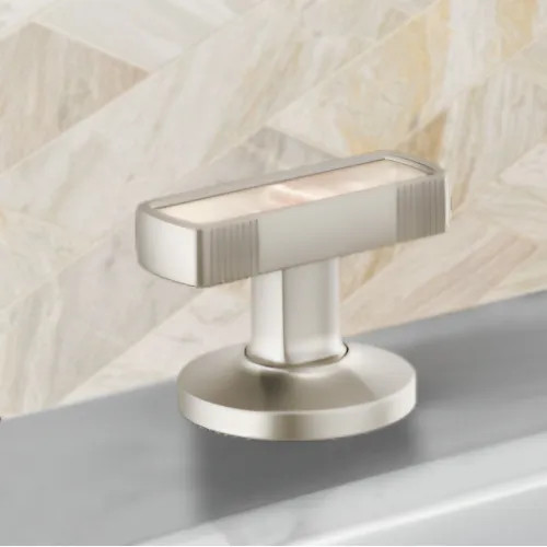 Brizo Kintsu Widespread Lavatory Knob with Mother of Pearl Inlay Handle Kit, Brilliance Luxe Nickel - HI5306-NKPL