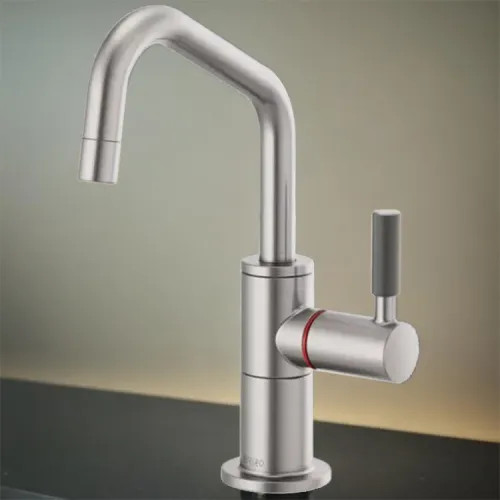 Brizo Litze Instant Hot Water Faucet with Angled Spout and Knurled Handle, 1.0 GPM, Brilliance Stainless - 61363LF-H-SS