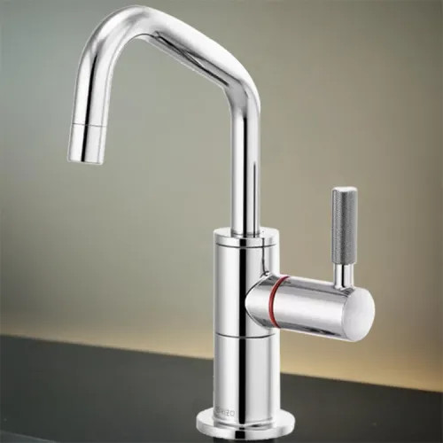 Brizo Litze Instant Hot Water Faucet with Angled Spout and Knurled Handle, 1.0 GPM, Polished Chrome - 61363LF-H-PC