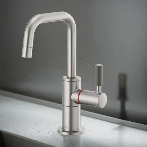 Brizo Litze Instant Hot Water Faucet with Square Spout and Knurled Handle, 1.0 GPM, Brilliance Stainless - 61353LF-H-SS