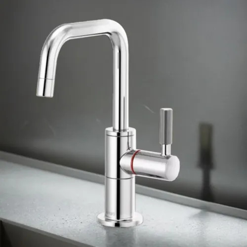 Brizo Litze Instant Hot Water Faucet with Square Spout and Knurled Handle, 1.0 GPM, Polished Chrome - 61353LF-H-PC