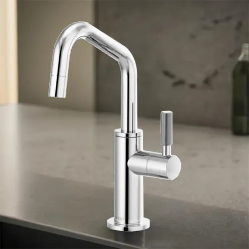 Brizo Litze Single-Handle Beverage Faucet with Angled Spout, Diamond Seal, ADA, Knurled Handle, 1.5 GPM, Polished Chrome  - 61363LF-C-PC