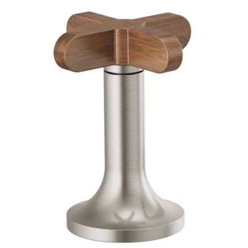 Brizo Odin High-Cross Handle for Odin Collection Widespread Lavatory Faucets, ADA-Compliant, Brilliance Brushed Nickel with Wood Accent - HX5375-BNWD
