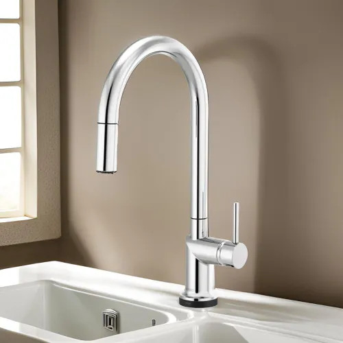 Brizo Odin Pull-Down Kitchen Faucet with SmartTouch, Swivel Spout, MagneDock, Two Function, 1.8 GPM, Polished Chrome - 64075LF-PCLHP