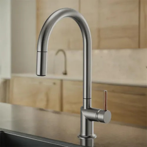 Brizo Odin Single Handle Pull-Down Kitchen Faucet with Swivel Spout, MagneDock, DIAMOND Seal, Two Function, 1.8 GPM, Brilliance Luxe Steel - 63075LF-SLLHP