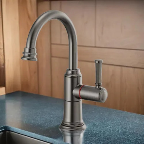 Brizo Rook Single-Handle Instant Hot Beverage Faucet, Less Tank and Filter, Lever Handle, 1.0 GPM, Brilliance Luxe Steel - 61374LF-H-SL