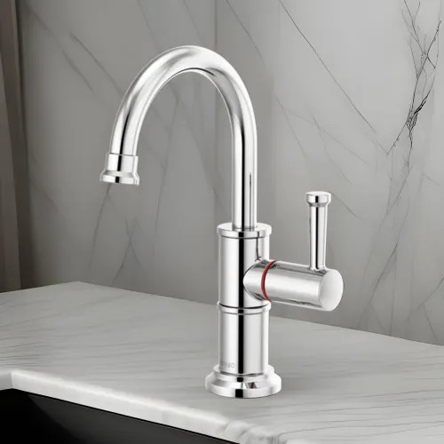Brizo Artesso Single-Handle Instant Hot Faucet, Less Tank and Filter, Lever Handle, 1.0 GPM, Polished Chrome - 61325LF-H-PC