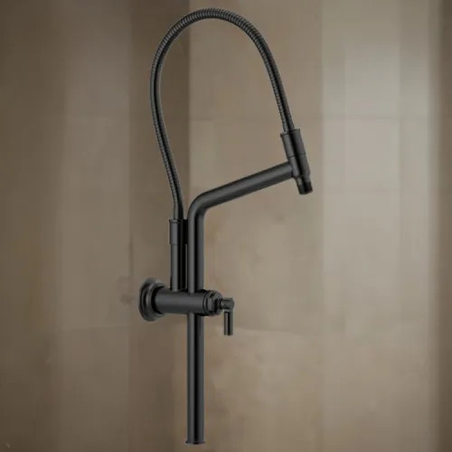 Brizo Essential 10-7/16" Slide Bar Shower Arm And Flange, Matte Black - 81376-BL