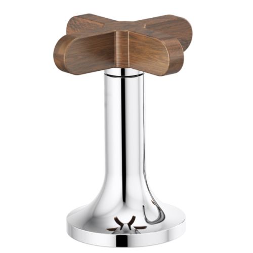 Brizo High-Cross Handle for Odin Collection Widespread Lavatory Faucets, ADA-Compliant, Polished Chrome with Wood Accent - HX5375-PCWD