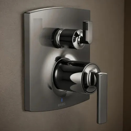 Brizo Kintsu and Allaria Brilliance Black Onyx Pressure Balance Valve Trim with Integrated Three Function Diverter - T75P506-BNXLHP