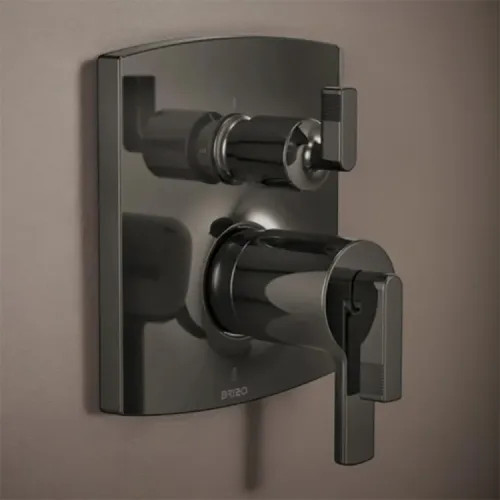 Brizo Kintsu and Allaria TempAssure Thermostatic Valve Trim with Integrated Three Function Diverter, Brilliance Black Onyx - T75506-BNXLHP