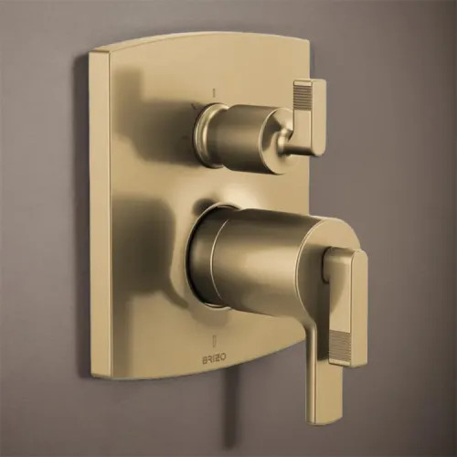 Brizo Kintsu and Allaria TempAssure Thermostatic Valve Trim with Integrated Three Function Diverter, Brilliance Luxe Gold - T75506-GLLHP