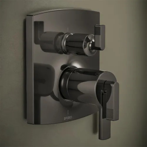 Brizo Kintsu and Allaria TempAssure Thermostatic Valve Trim with Six Function Diverter, Brilliance Black Onyx - T75606-BNXLHP