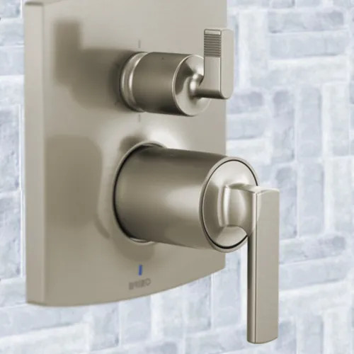 Brizo Kintsu Pressure Balance Valve with Integrated Diverter Trim Lever Handle Kit, Brilliance Luxe Nickel - HL75P06-NK