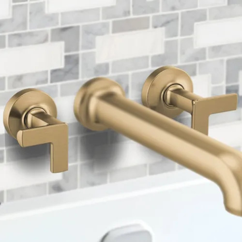 Brizo Metal Cross Handle Kit for Kintsu Wall Mount Tub Filler, Brilliance Luxe Gold - HX70406-GL