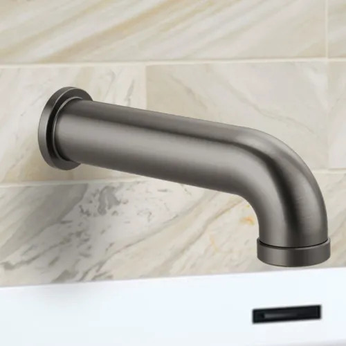 Brizo Odin 7-9/16" Linear Round Pull-Down Diverter Tub Spout, Brilliance Luxe Steel - RP81438SL