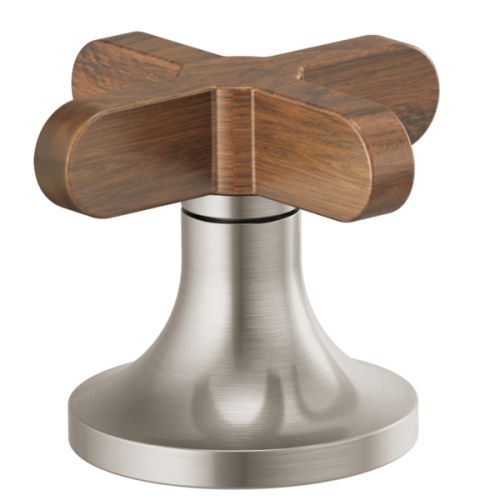Brizo Odin Cross Handle Kit for 65375LF-LHP and 65375LF-LHP-ECO Bathroom Faucet Series, ADA-Compliant, Brilliance Brushed Nickel with Wood Accent - HX5373-BNWD