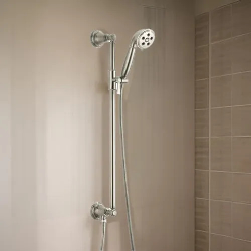 Brizo Rook Three-Function Hand Shower with Slide Bar, H2Okinetic, WaterSense, 1.75 GPM, Brilliance Brushed Nickel - 88761-BN