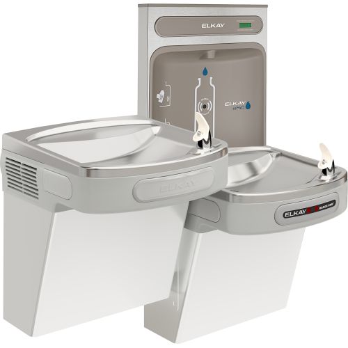 Elkay EZOTL8WSLK Versatile Bi-Level Hands-Free Water Cooler w/ EZH2O Bottle Filler - 8 GPH, Non-Filtered, 115v, Light Gray