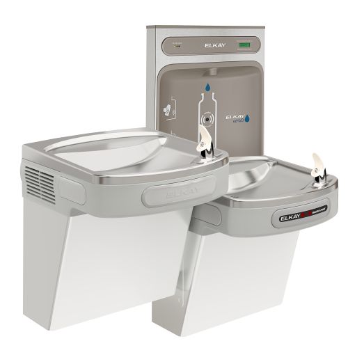 Elkay LZOTL8WSLK Versatile Bi-Level Hands-Free Water Cooler w/ EZH2O Bottle Filler - 8 GPH, Filtered, 115v, Light Gray