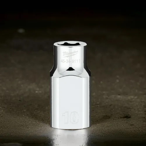 Milwaukee 10mm Metric 6-Point Socket with 1/2" Drive and FOUR FLAT Sides - 45-34-9111