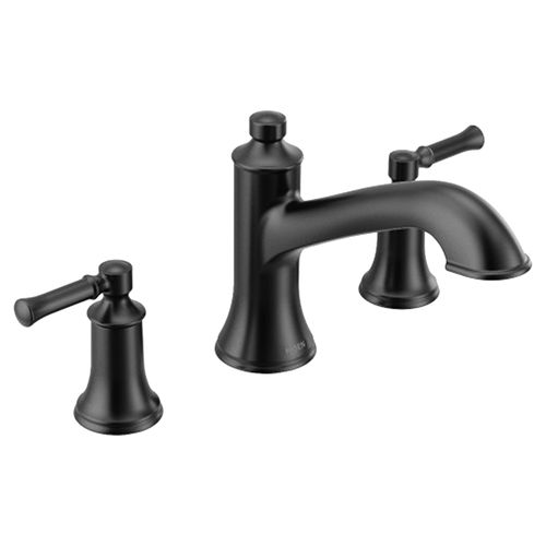 Moen Dartmoor Two-Handle Roman Tub Faucet Trim, High Arc Spout, Lever Handles, ADA-Compliant, M-PACT, Matte Black - T683BL