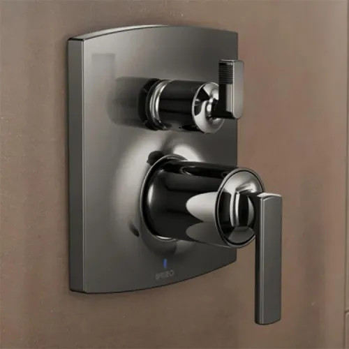 Brizo Kintsu and Allaria Pressure Balance Valve Trim with Integrated Six Function Diverter, Brilliance Black Onyx - T75P606-BNXLHP