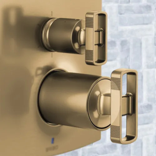 Brizo Kintsu Pressure Balance Valve with Integrated Diverter Trim Knob Handle Kit, Brilliance Luxe Gold - HK75P06-GL