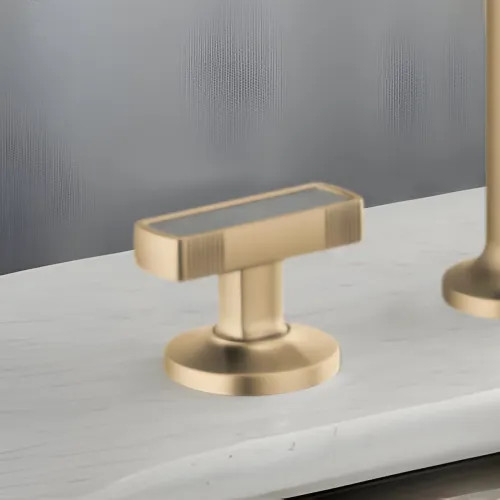 Brizo Kintsu Widespread Lavatory Knob with Concrete Inlay Handle Kit, Brilliance Luxe Gold - HI5306-GLCT