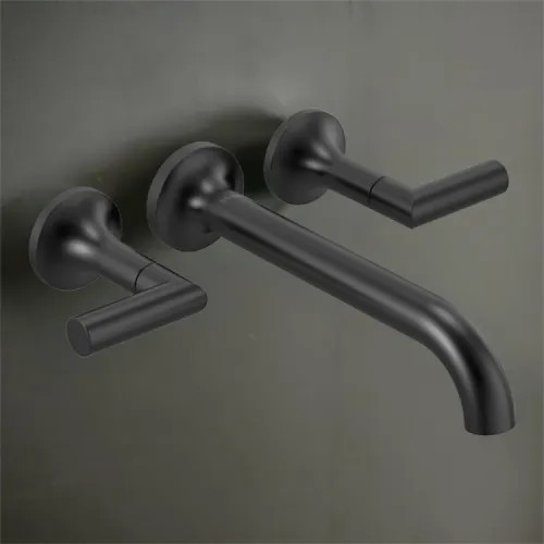 Brizo Odin Two-Handle Wall-Mount Tub Faucet Trim, 3-Hole, 9.3 GPM, Solid Brass, Matte Black - T70475-BLLHP