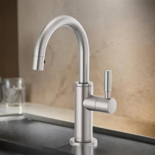 Brizo Single-Handle Cold Water Beverage Faucet with Arc Spout, DIAMOND Seal, Lever Handle, ADA, 1.5 GPM, Brilliance Stainless - 61320LF-C-SS