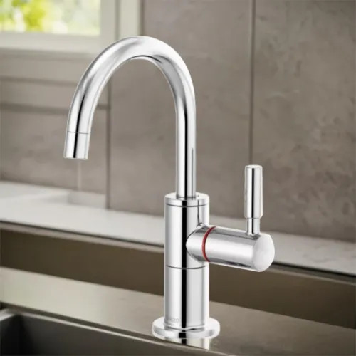 Brizo Single-Handle Instant Hot Water Faucet w/ Arc Spout, 1.0 GPM, Polished Chrome - 61320LF-H-PC