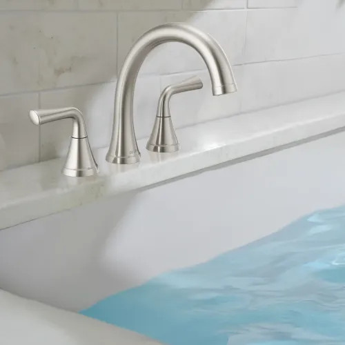 Delta Kayra Two-Handle Roman Tub Faucet Trim, High-Arc Spout, Lever Handles, ADA-Compliant, Stainless - T2733-SS