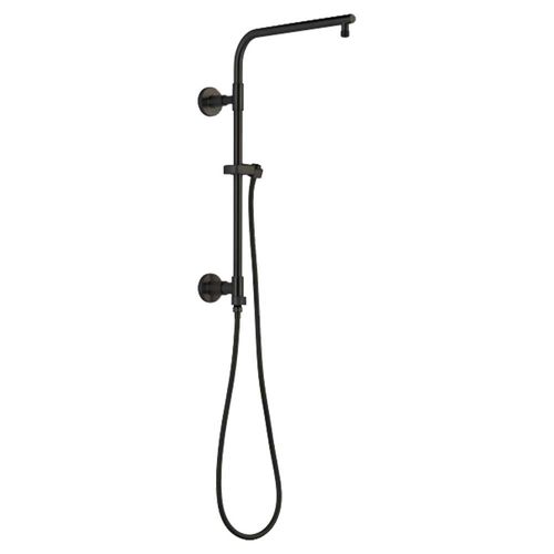 Delta Universal Showering 18in Round Shower Column Kit with Stretchable Hose for Shower Head and Hand Shower, Matte Black - 58810-BL