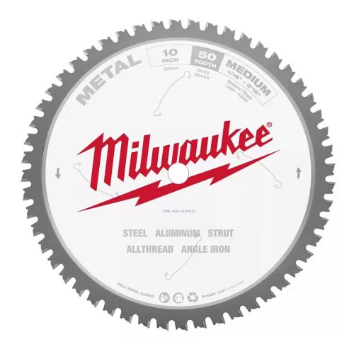 Milwaukee 10" Metal Cutting Circular Saw Blade with 50T and 5/8" Arbor Size - 48-40-4260 