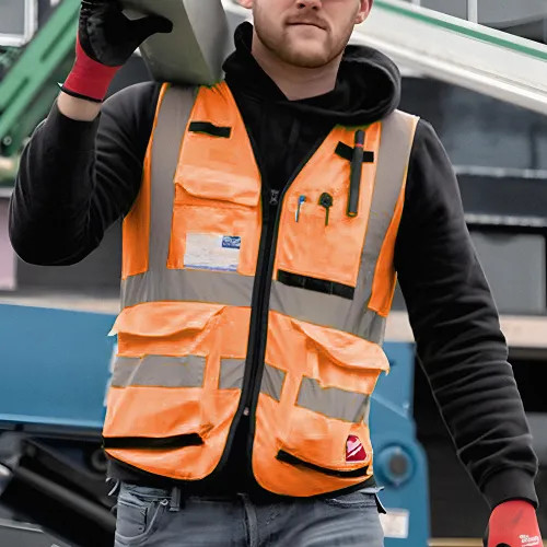 Milwaukee 4XL/5XL Class 2 High Visibility Orange Performance Safety Vest with 15 Pockets - 48-73-5054 