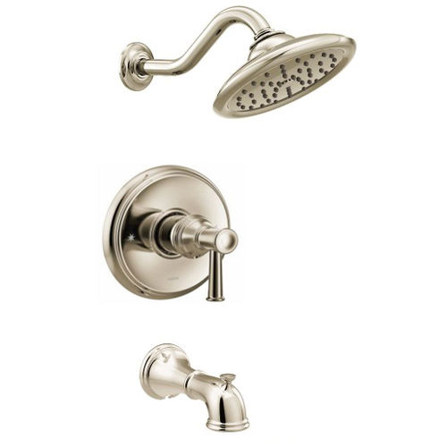 Moen Belfield M-Core 3-Series Tub/Shower Faucet with 2.5 Rainshower, 1-Function, Single Lever Handle, M-PACT, Immersion, Polished Nickel - UT3313NL