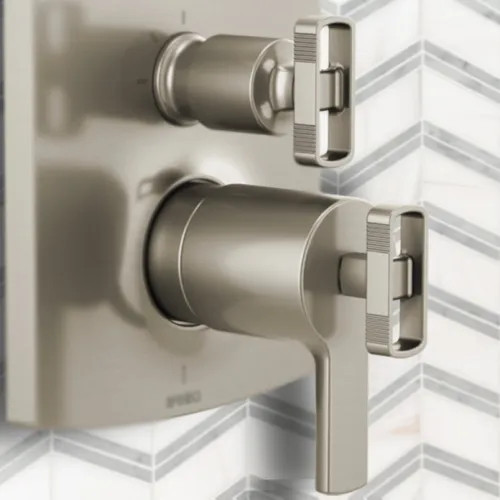 Brizo Kintsu 4-5/8" Thermostatic Integrated Diverter Trim Knob Handles, TempAssure, Brilliance Luxe Nickel - HK7506-NK